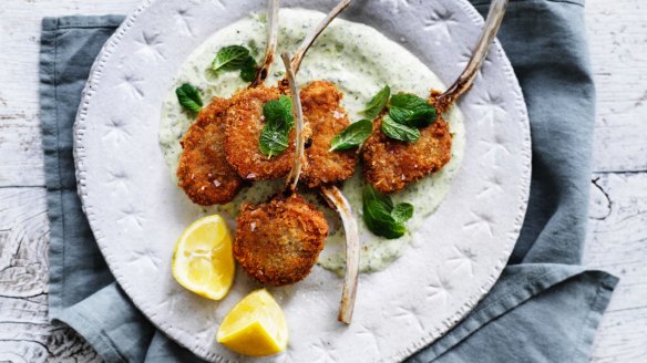 Danielle Alvarez's crumbed lamb cutlets with minted yoghurt recipe.