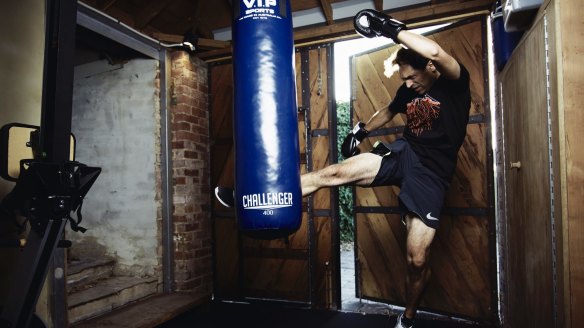 Health reboot: Bew Shewry at his kickboxing studio.