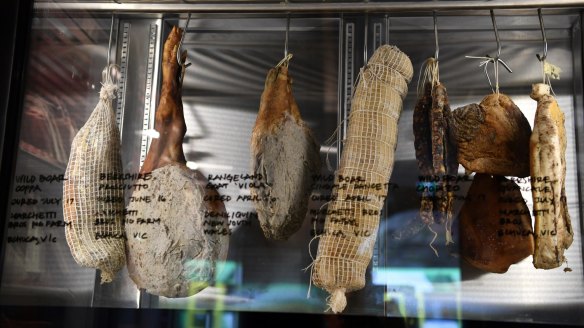 The charcuterie cabinet at Butcher's Diner.