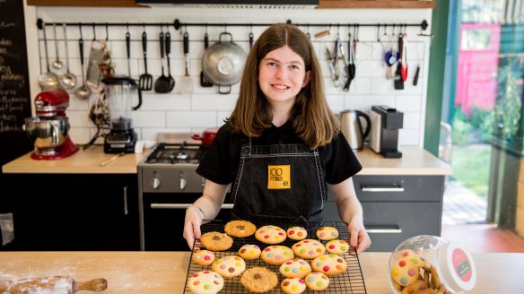 Amelia Watkins with her favourite spotty cookies.