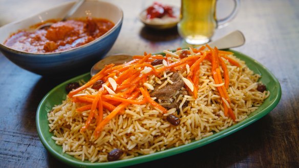 Lamb kabuli pallow at Bamiyan restaurant in Braddon. 