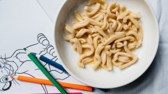 The bambini menu at CicciaBella offers short or long pasta with a choice of sauces. 