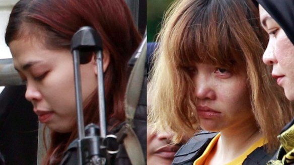 Indonesian suspect Siti Aisyah, left, and Vietnamese suspect Doan Thi Huong in March.