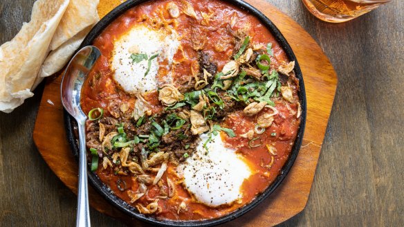 Go-to dish: Rendang shakshuka with roti.