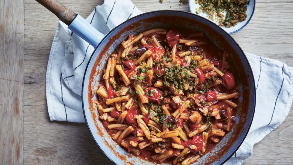 Silvia Colloca's casarecce with tuna, capers and breadcrumbs.