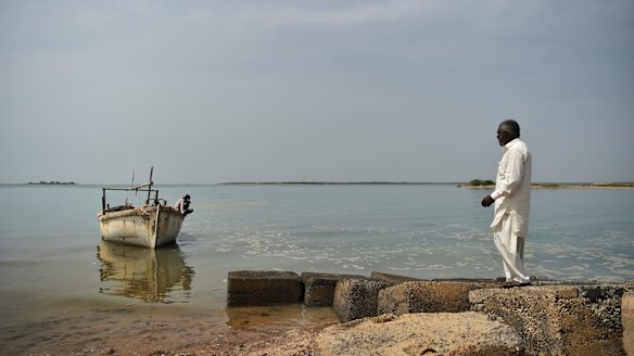 A fisherman in Gujarat's Kutch coastal region. Adani operations nearby have destroyed nets and disturbed fishing grounds.