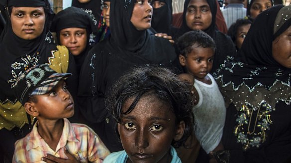 Muslim Rohingya in a shelter in Birem Bayuen in Indonesia's Aceh province. 