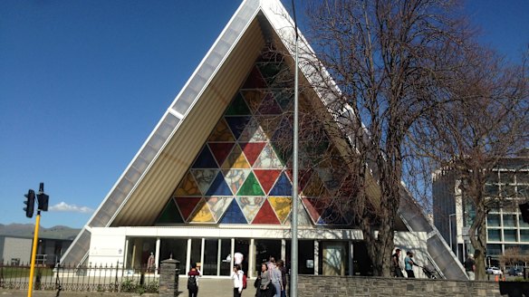 The Transitional Cathedral in Christchurch, also known as the Cardboard Cathedral, was built after the original cathedral was badly damaged in the 2011 earthquake.