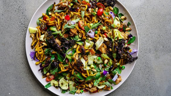 This chicken noodle salad is a riot of colour and flavour.