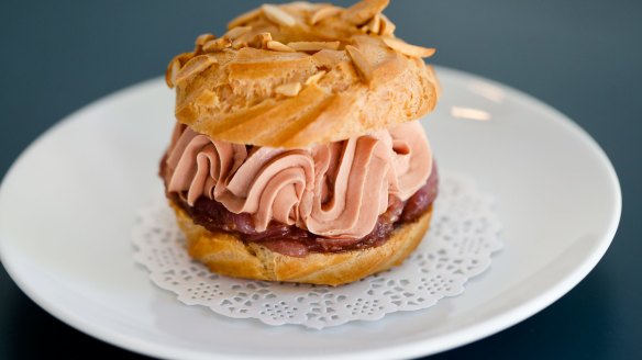 Cafe Paci's chicken liver Paris-Brest with onion jam. 