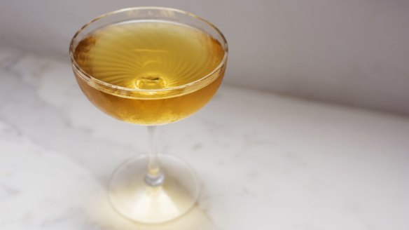 "The Sammy" mini cocktail starring Never Never gin, mint liqueur and vermouth.