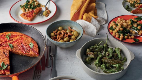 This vegan-friendly tortilla (bottom left) is made with aquafaba.