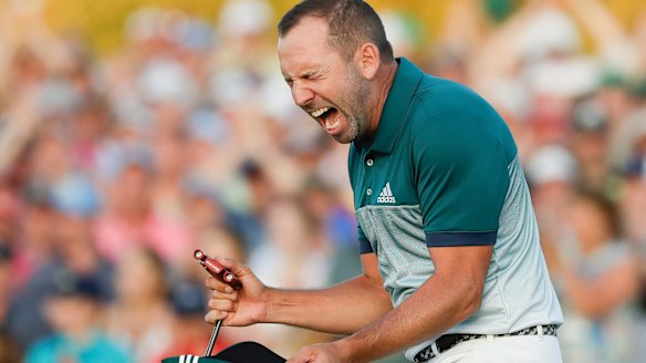 Green machine: Sergio Garcia wins the Masters.