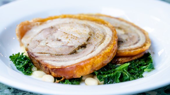 Stand-out dish: Porchetta with kale and white beans. 