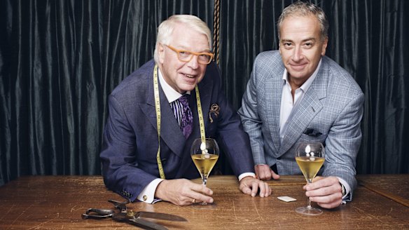 Master tailor John Cutler (left), 67, with his friend and client Craig Dyer, 49, a radiologist.