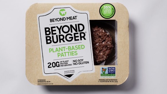 Good Food - Fake Meats. Photographed 15th June 2021. Beyond Meat - Beyond Burger. Photograph by James Brickwood. SMH GOOD FOOD 210615