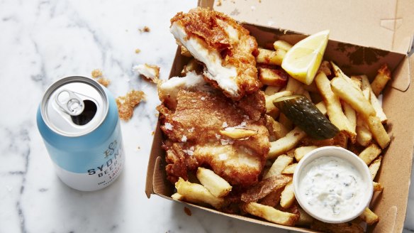Battered Murray cod and chips from Charcoal Fish.
