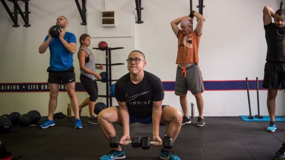 Dan Hong in training at F45 gym in Haymarket.