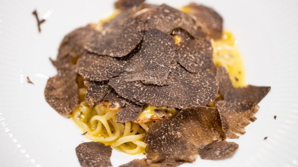 Peak truffle: Linguine with truffled fried egg, truffle butter sauce and shaved truffle.