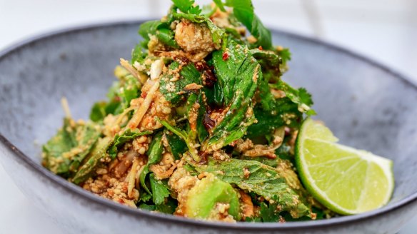 A tumble of tofu salad.