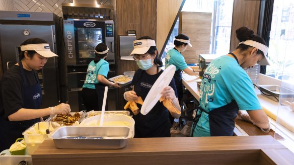 Buns are baked every 30 minutes at the Sydney outlet.