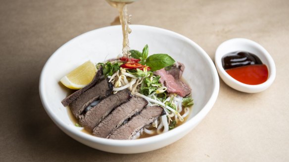 A bowl of organic beef pho. 