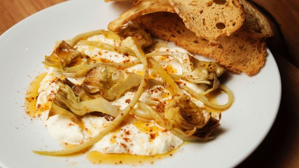 Go-to dish: Artichokes with stracciatella.