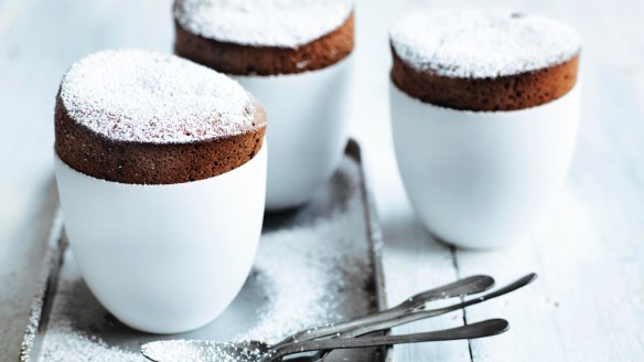 Jill Dupleix's simple flourless chocolate and almond souffles.