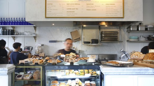 The cabinets at Lucio's Cafe in Kensington are filled with sandwiches, panino and pastries.