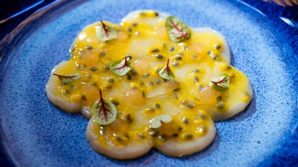 Scallop crudo with passionfruit.