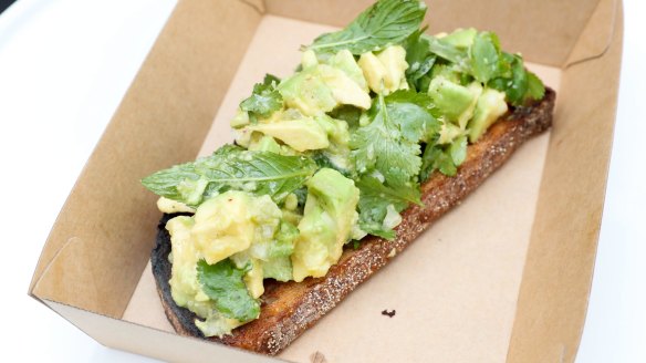 Avocado and coriander on toast.  