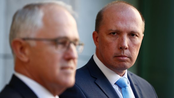 Prime Minister Malcolm Turnbull with Immigration Minister Peter Dutton.