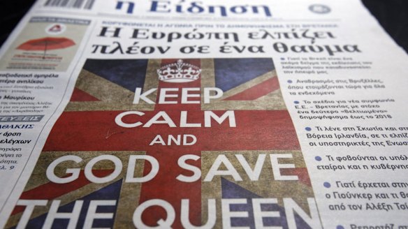 A Greek newspaper with the cover headline of "Europe Hopes For A Miracle" in reference to the referendum in Britain over whether to remain in the European Union.
