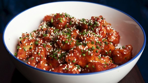 Colonel Tso's cauliflower, which tastes remarkably like battered and fried sweet-and-sour pork.