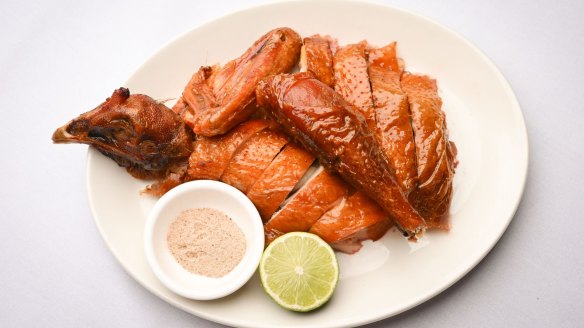 The crispy skin chicken dish - made with cockerel by Victor Liong at Lee Ho Fook cooks like 'real' chicken.