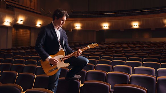 Rock star scientist: Professor of quantum physics David Reilly checks the sound in the City Recital Hall.