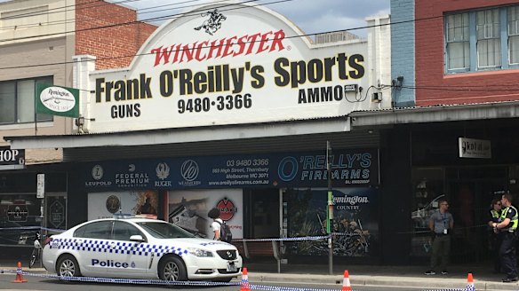 As many as 65 guns were stolen from this Thornbury store on Monday.