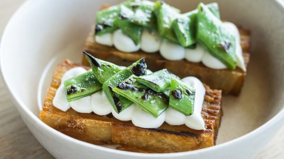 Go-to dish: Pommes Anna with romano beans and Main Ridge Dairy chevre.