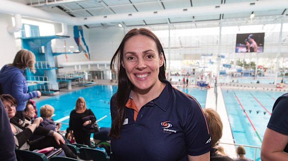 Former World Championship gold medal winner Linley Frame joins the crowd at MSAC in Albert Park.