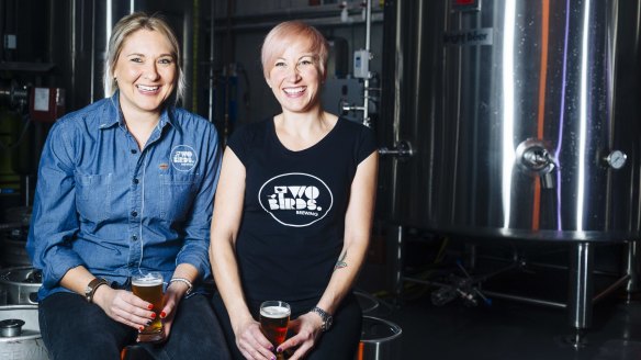 Danielle Allen, left and Jayne Lewis from Two Birds Brewing in Spotswood.