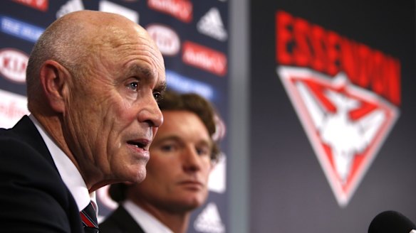 Former Essendon chairman Paul Little and coach James HIrd 