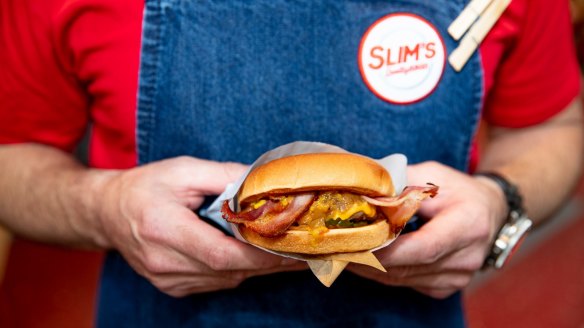 Slim's Quality Burger offers a brief menu in a nod to mid-century fast food.