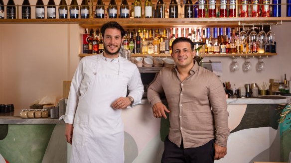 Co-owners Egon Marzaioli and George Nahas at Fortuna Drink + Eat in Darlinghurst.