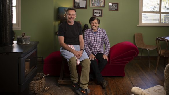 Chef Sean Moran (left) and partner Michael 'Manoo' Robertson at High Hopes Roadhouse in Bilpin last year.