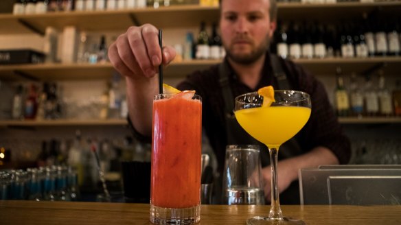 Luxsmith Bar Wine Shop's Raspberry Beret and Patient Wolf Hidden Dragon cocktails.