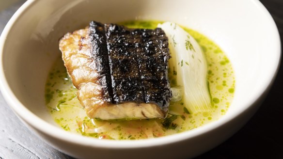 Grilled hapuka in caviar butter sauce.