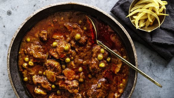 Neil Perry's braised lamb, peas and preserved lemon.