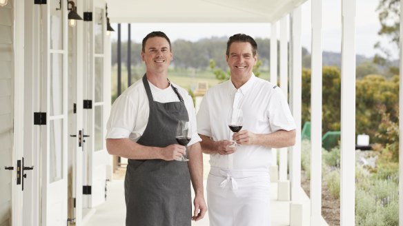 Chef Kyle Whitbourne and Justin North at the new Mount Pleasant cellar door in the Hunter Valley.