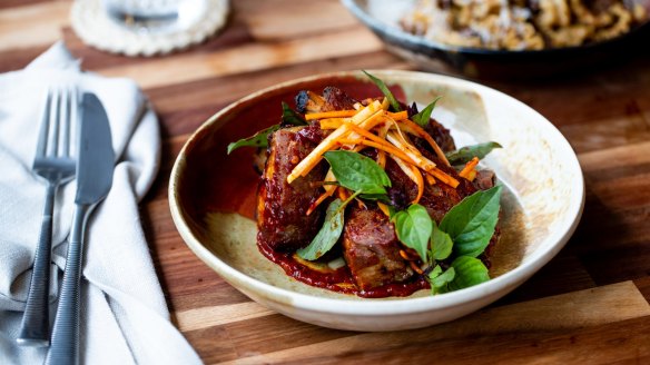 Humbug's salt-and-pepper pork ribs with chilli and basil.