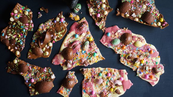 Get cracking: Freestyle Easter egg chocolate bark.